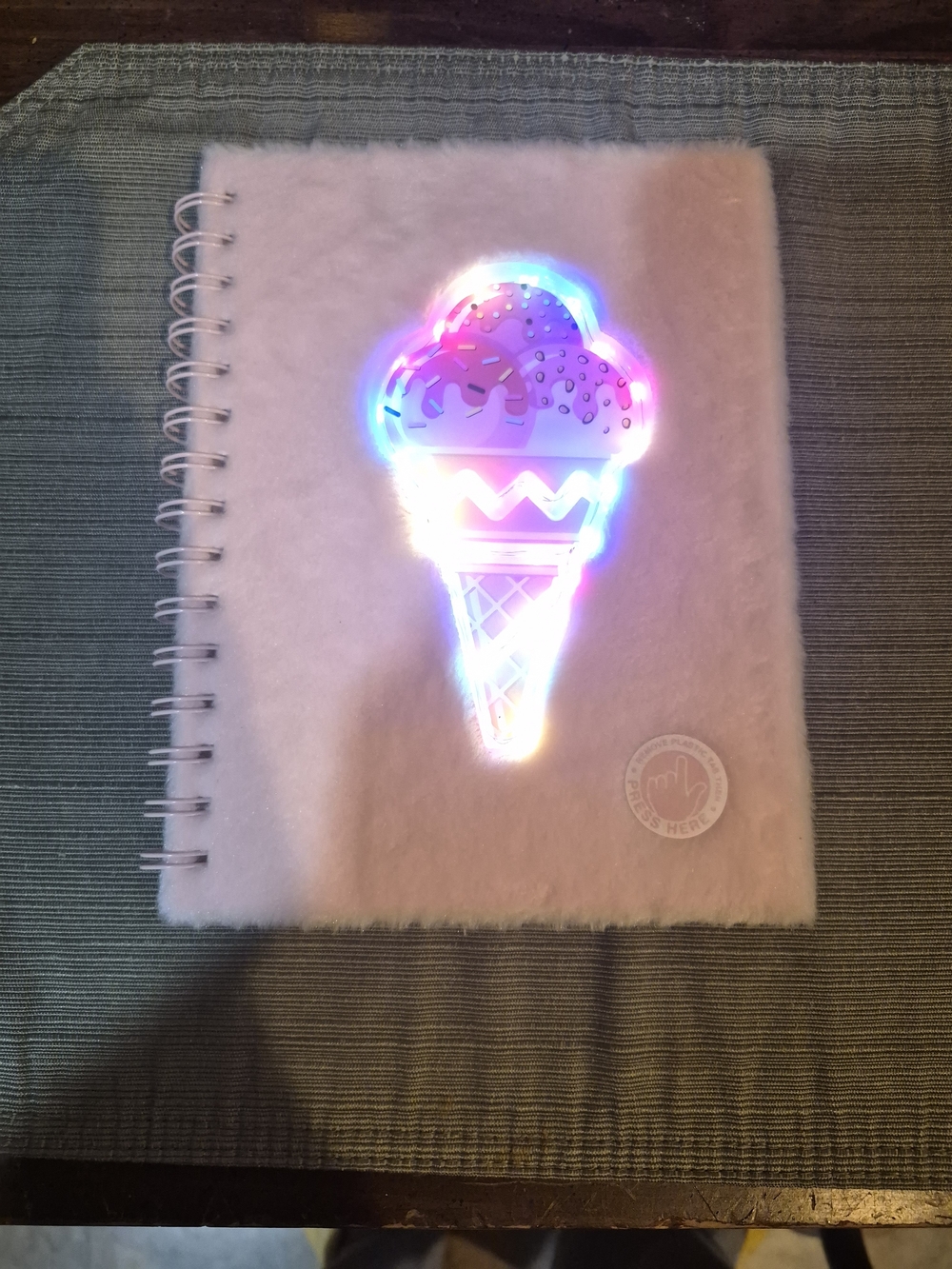 🍦✨ NEW Pen+Gear Pink Fuzzy Light-Up Ice Cream Journal ✨🍦(Bundle Item)